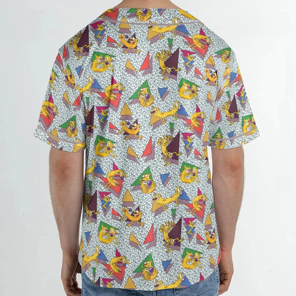 Catdog 90s Cartoon Pattern Unisex Baseball Jersey - 2