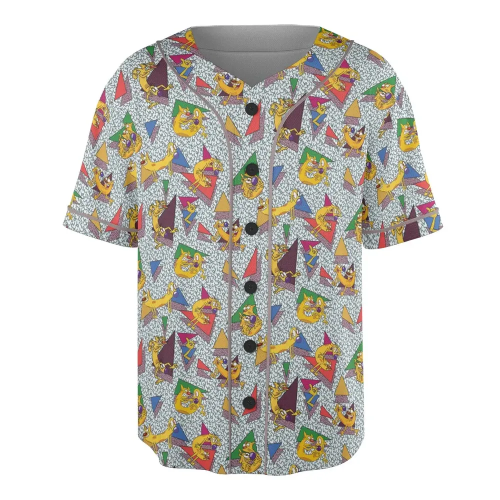 Catdog 90s Cartoon Pattern Unisex Baseball Jersey - 3