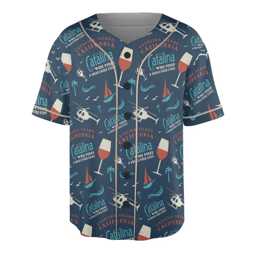 Catalina Wine Mixer Pattern Unisex Baseball Jersey - 3