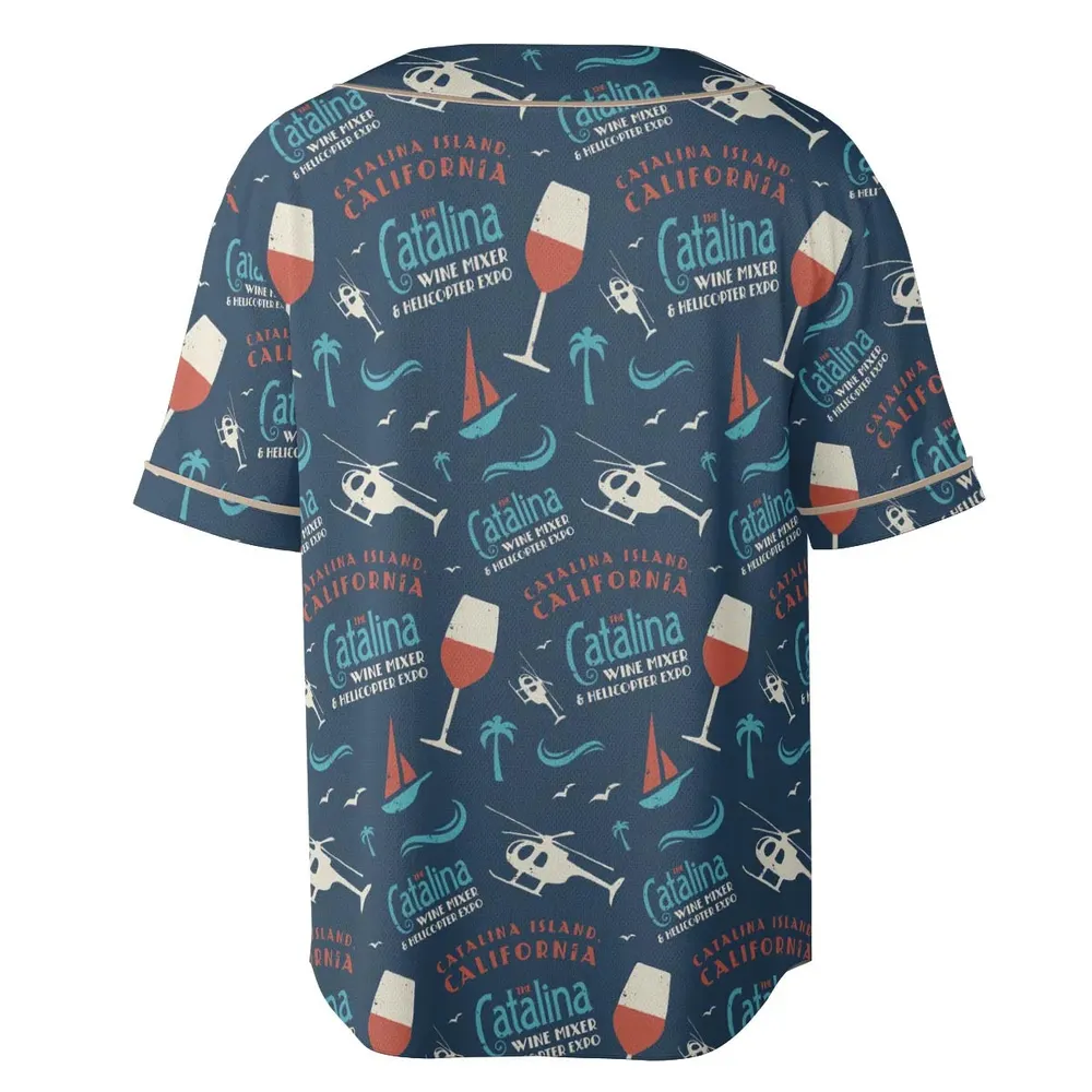 Catalina Wine Mixer Pattern Unisex Baseball Jersey - 4