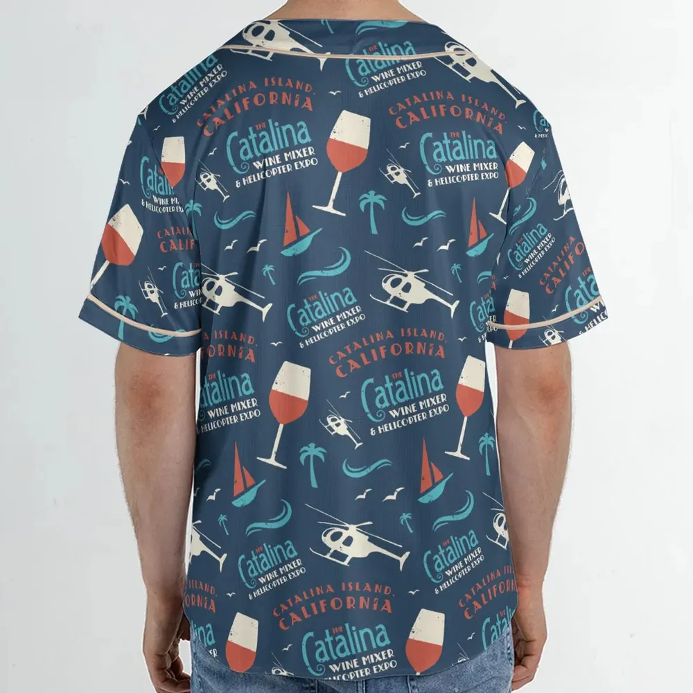 Catalina Wine Mixer Pattern Unisex Baseball Jersey - 2