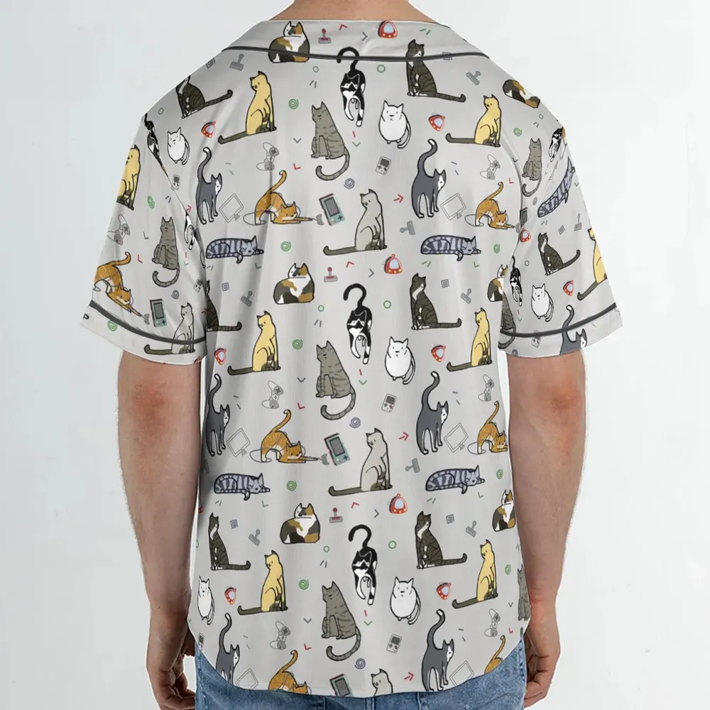 Cat the Gamer Pattern Unisex Baseball Jersey - 2