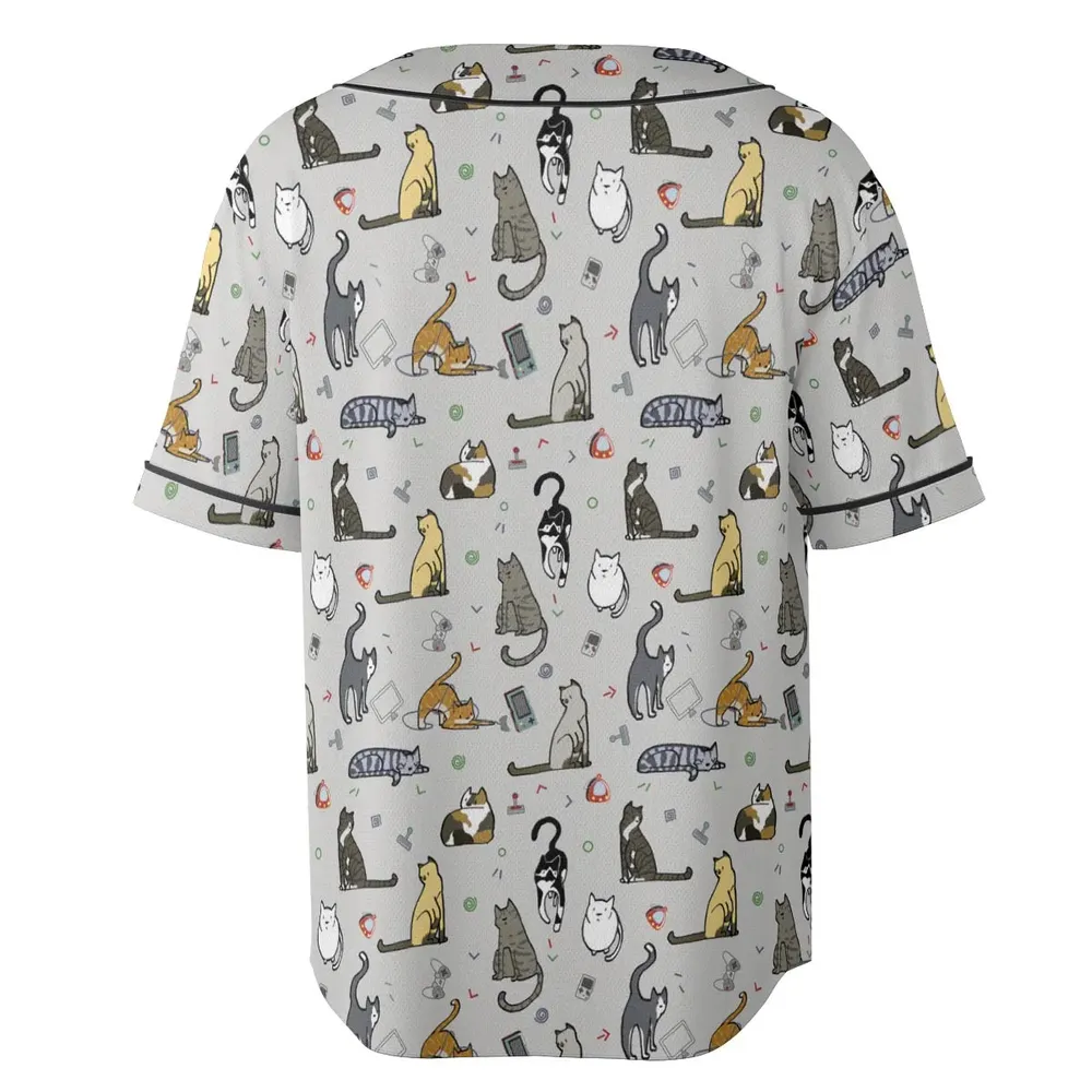 Cat the Gamer Pattern Unisex Baseball Jersey - 4