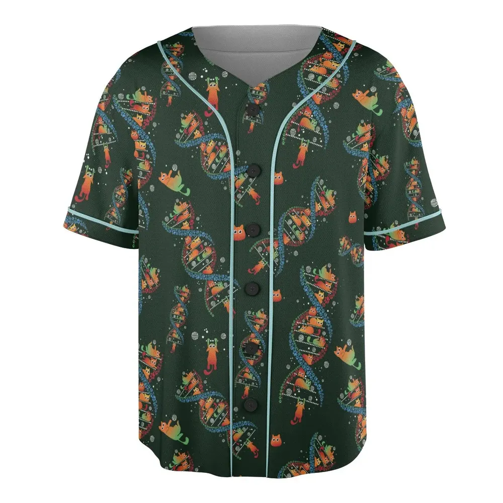 Cat Kitten DNA Pattern Unisex Baseball Jersey - 3