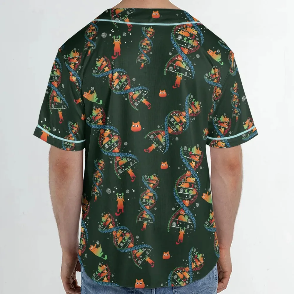Cat Kitten DNA Pattern Unisex Baseball Jersey - 2