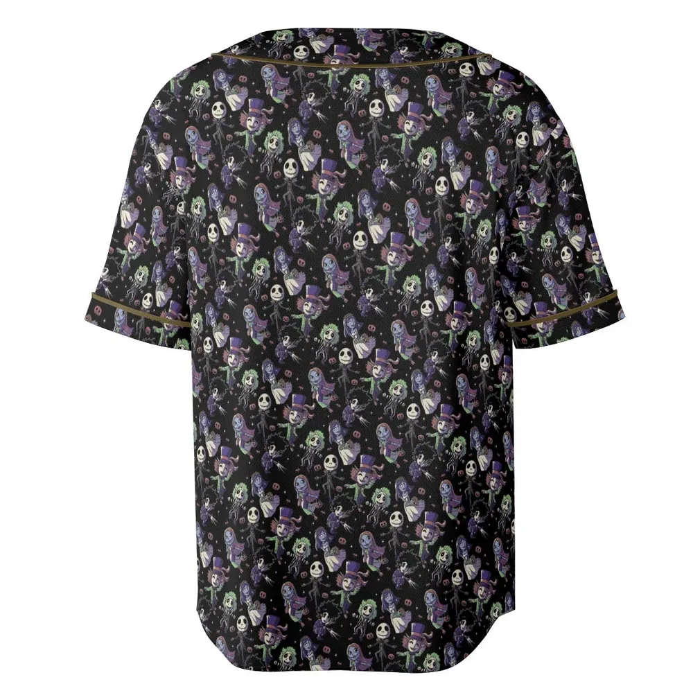 Buttons Characters Pattern Unisex Baseball Jersey - 4