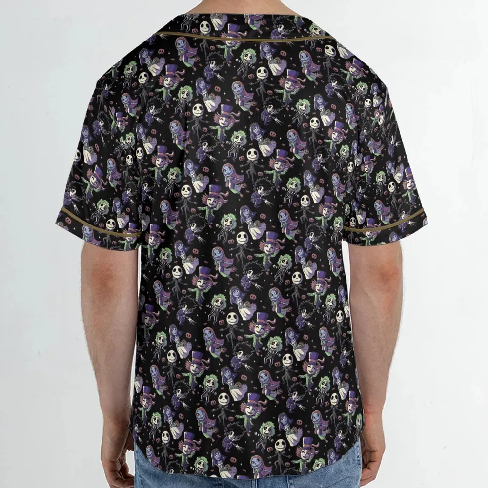 Buttons Characters Pattern Unisex Baseball Jersey - 2