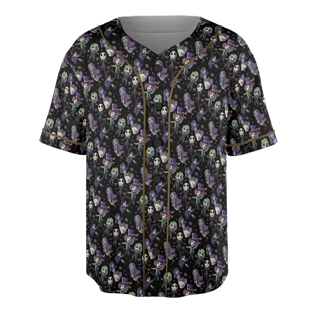 Buttons Characters Pattern Unisex Baseball Jersey - 3