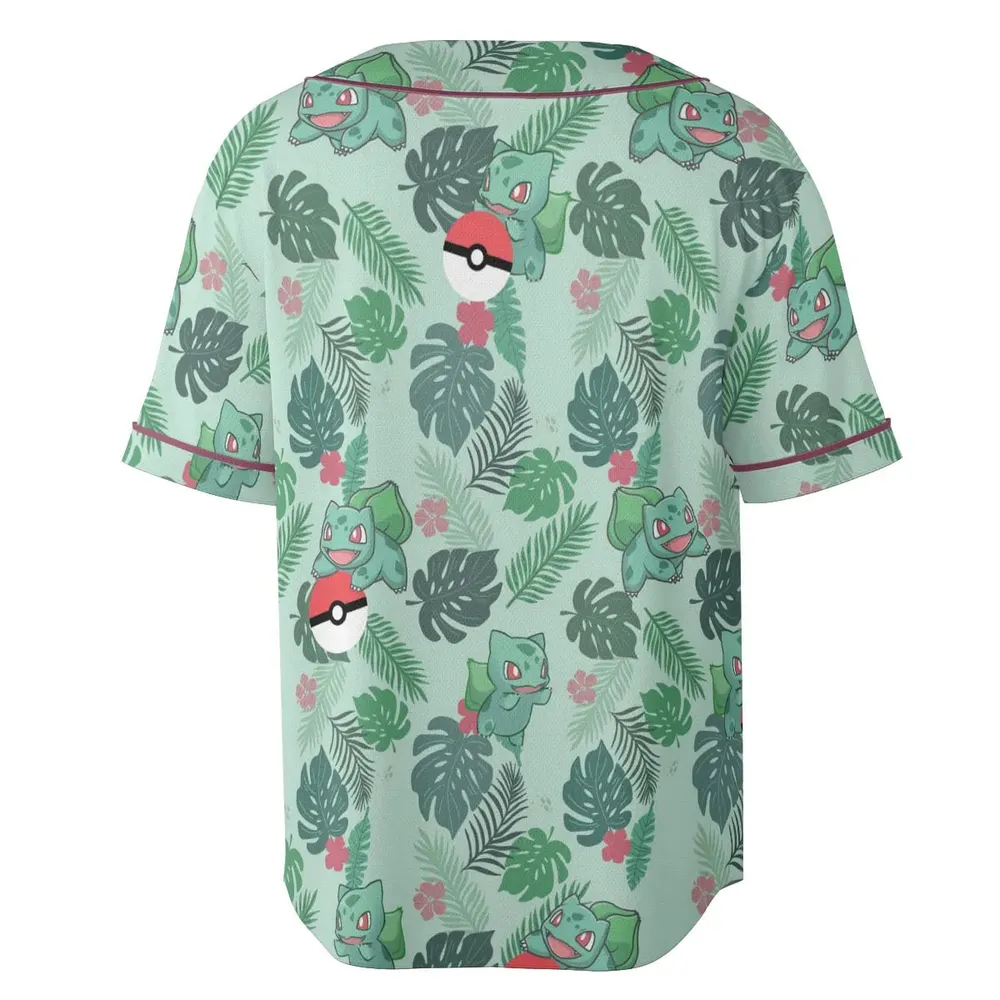 Bulbasaur Pokemon Pattern Unisex Baseball Jersey - 4