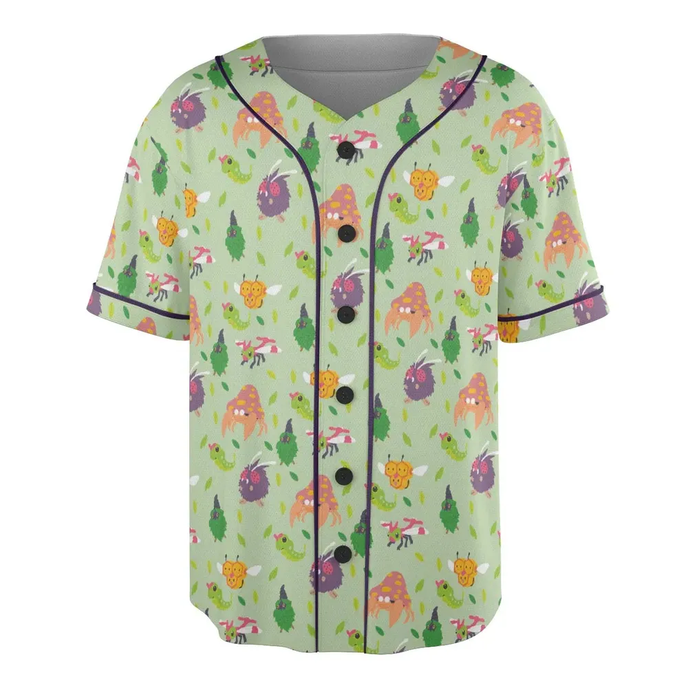 Bug Type Pokemon Pattern Unisex Baseball Jersey - 3