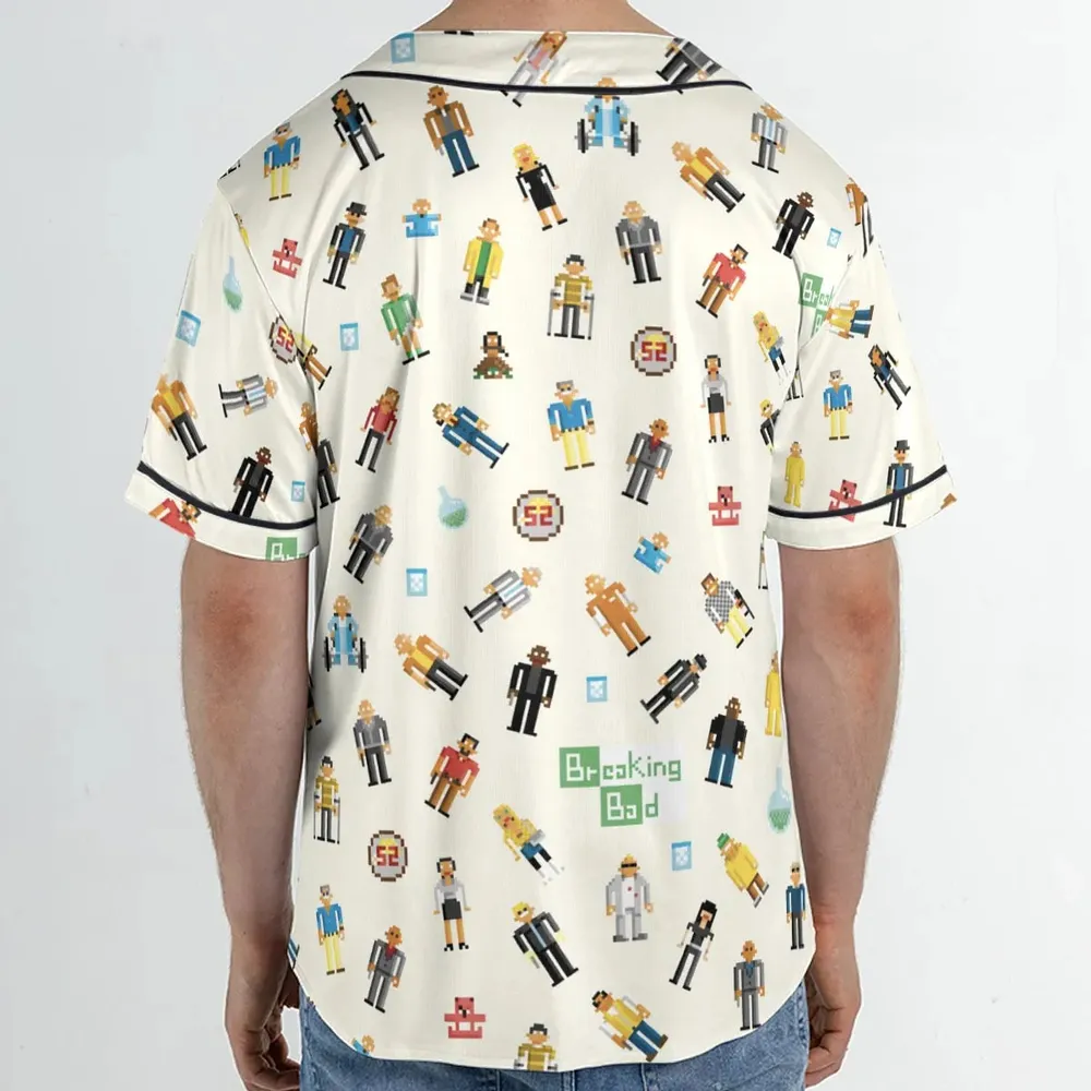 Breaking Bad in Pixels Pattern Unisex Baseball Jersey - 2