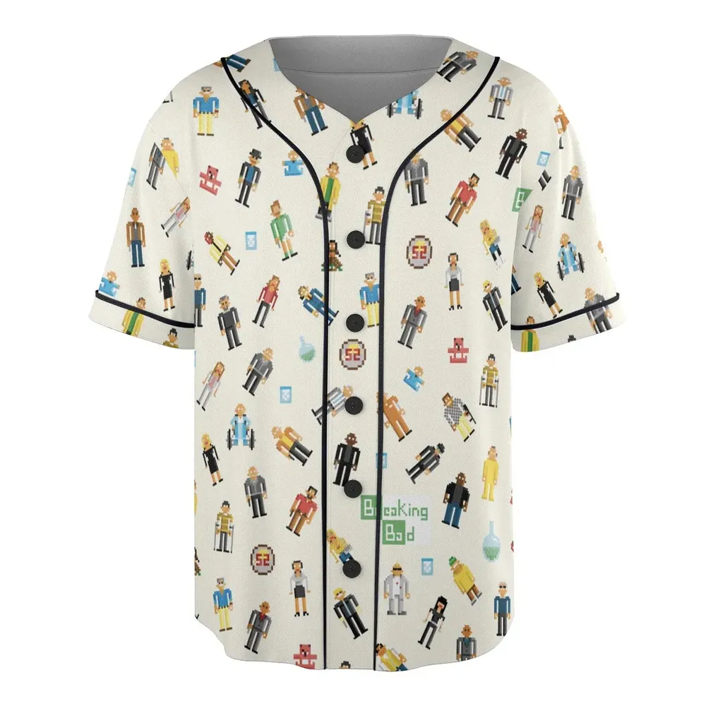 Breaking Bad in Pixels Pattern Unisex Baseball Jersey - 3