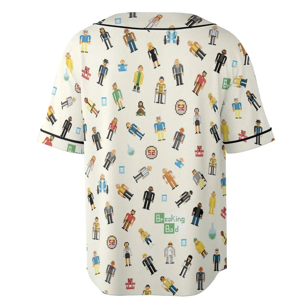 Breaking Bad in Pixels Pattern Unisex Baseball Jersey - 4
