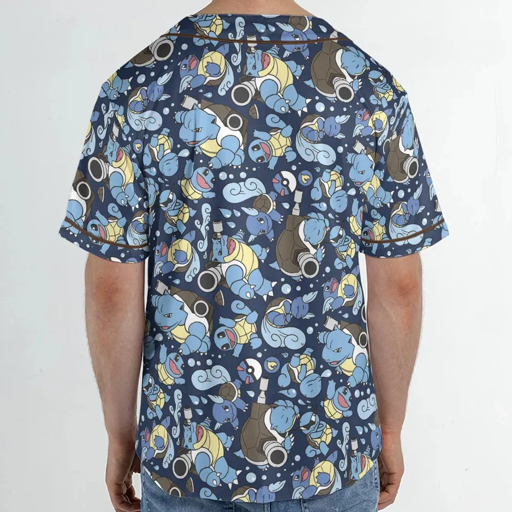 Blastoise Wartortle Squirtle Pokemon Pattern Unisex Baseball Jersey - 2