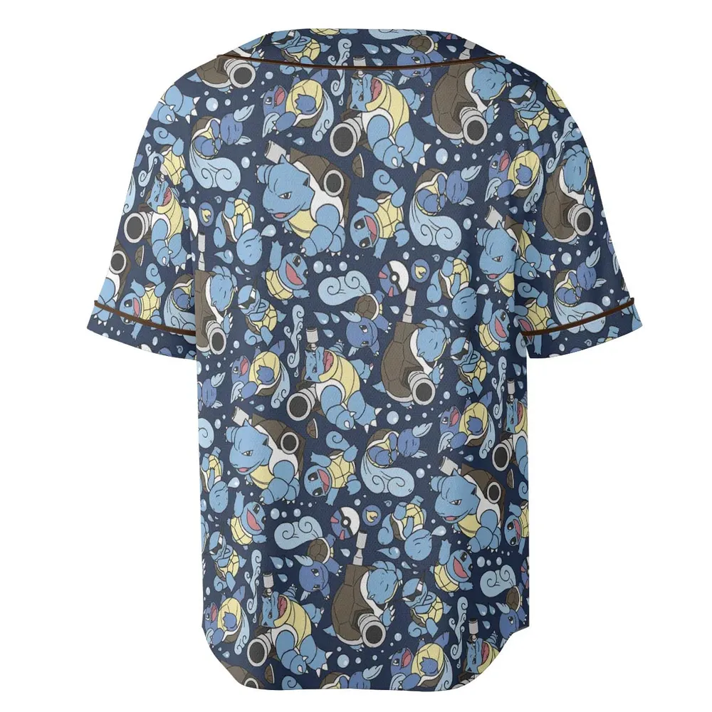 Blastoise Wartortle Squirtle Pokemon Pattern Unisex Baseball Jersey - 4