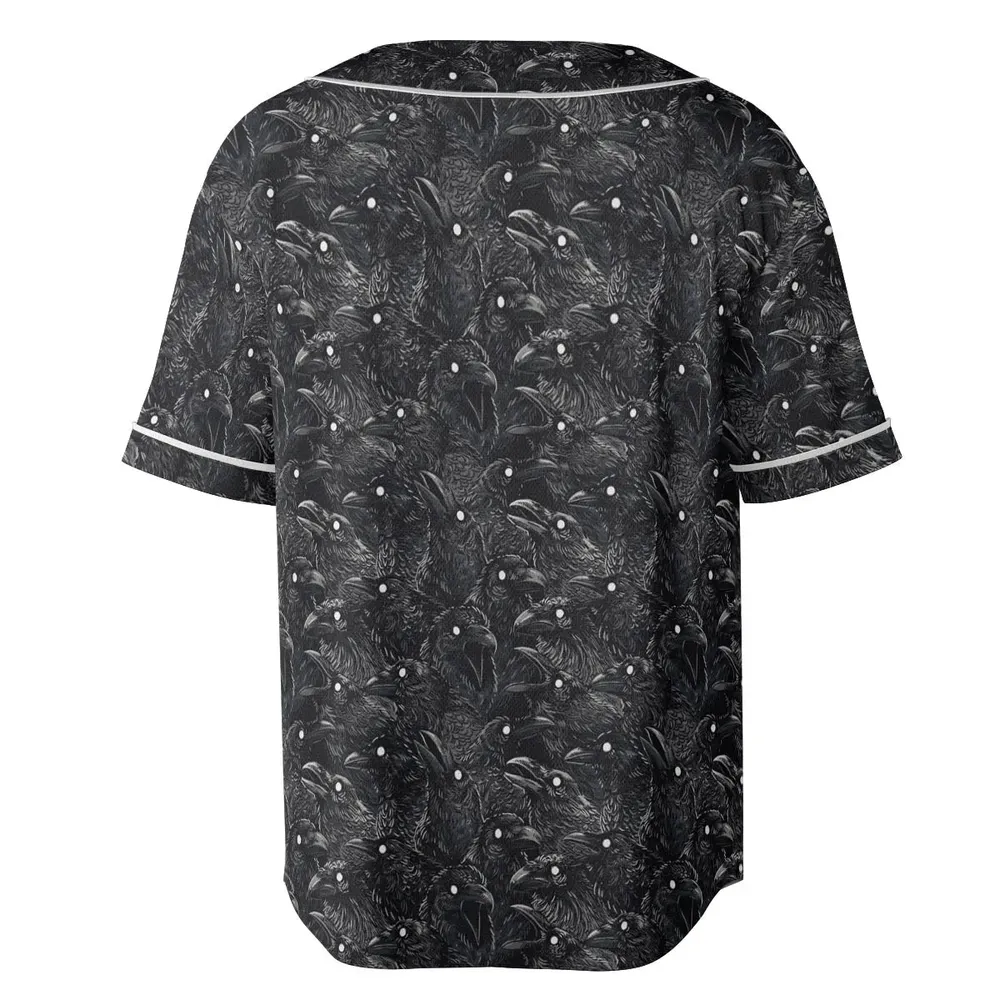 Black Raven Pattern Unisex Baseball Jersey - 4