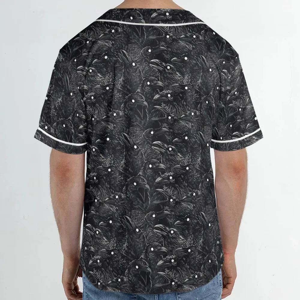 Black Raven Pattern Unisex Baseball Jersey - 2
