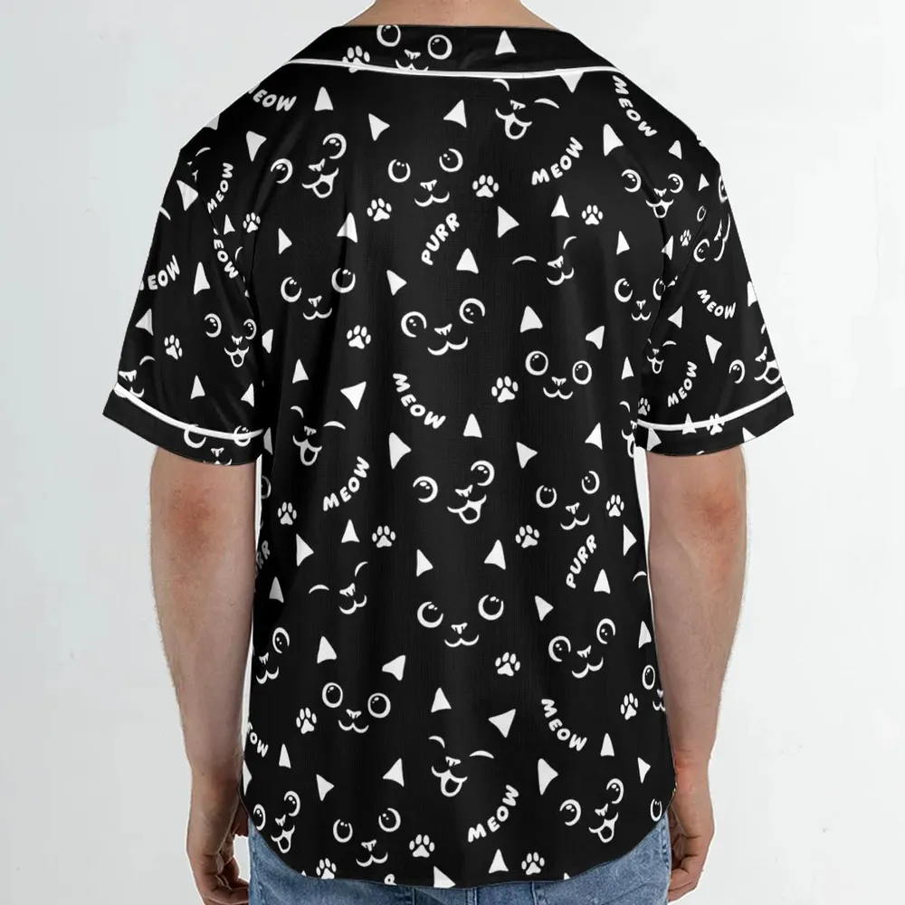 Black Cats Pattern Unisex Baseball Jersey - 2