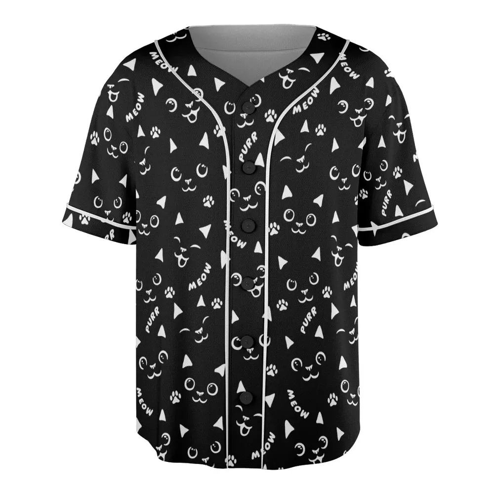 Black Cats Pattern Unisex Baseball Jersey - 3