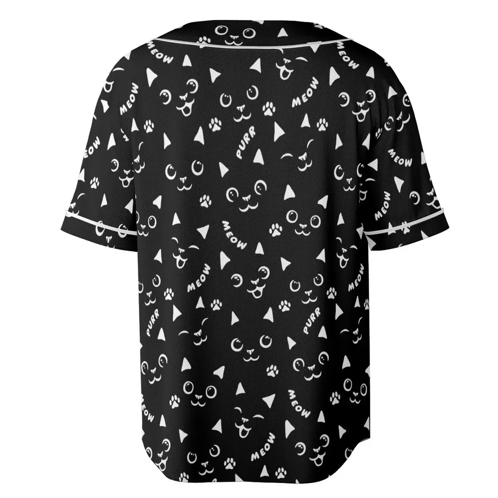 Black Cats Pattern Unisex Baseball Jersey - 4