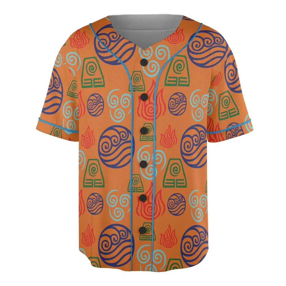 Bending Elements Avatar Button Up Unisex Baseball Jersey - 3
