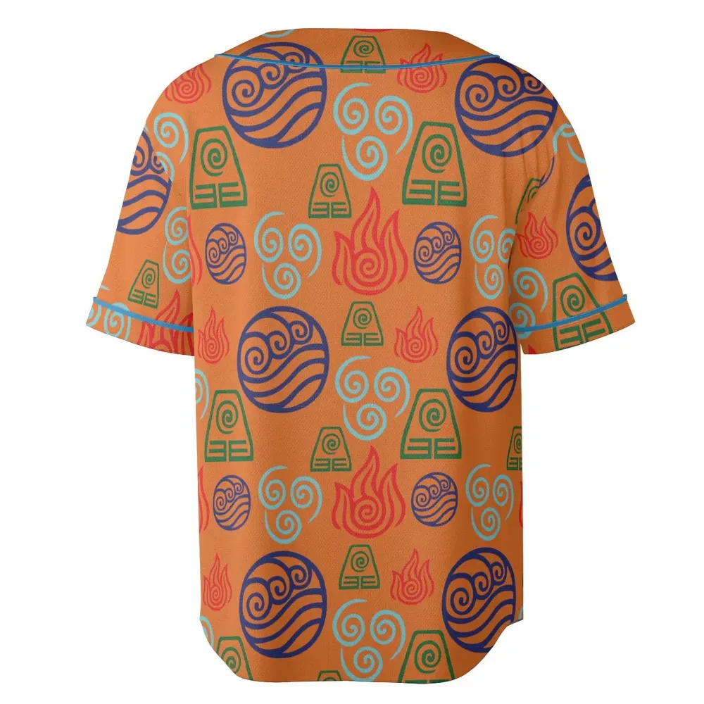 Bending Elements Avatar Button Up Unisex Baseball Jersey - 4