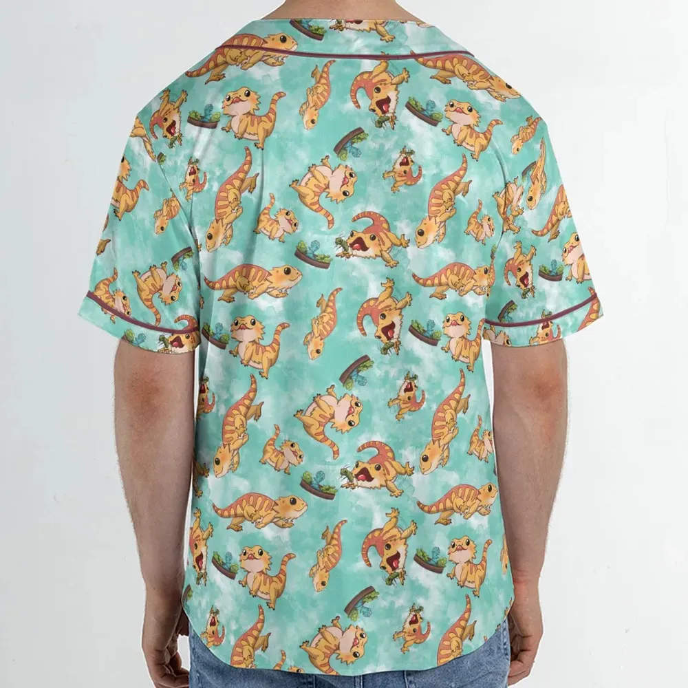 Bearded Dragon Pattern Unisex Baseball Jersey - 2