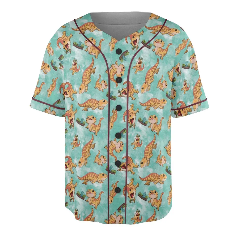 Bearded Dragon Pattern Unisex Baseball Jersey - 3