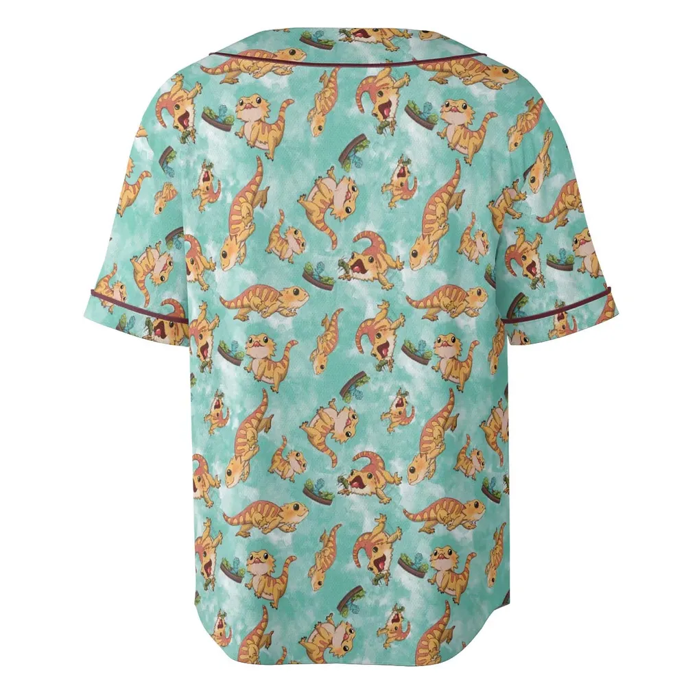 Bearded Dragon Pattern Unisex Baseball Jersey - 4