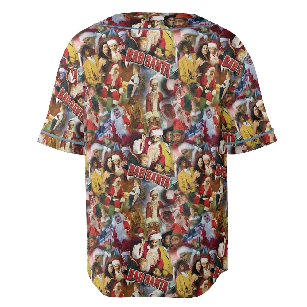 Bad Santa Pattern Unisex Baseball Jersey - 4