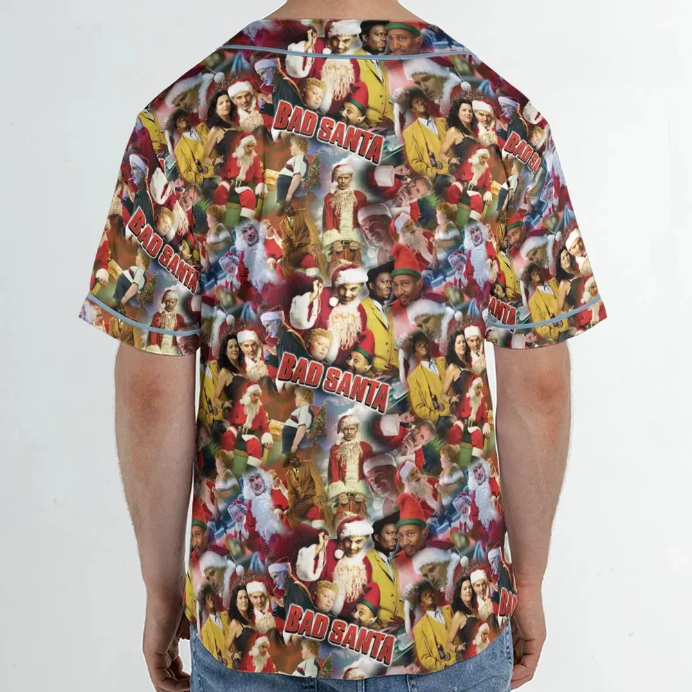 Bad Santa Pattern Unisex Baseball Jersey - 2