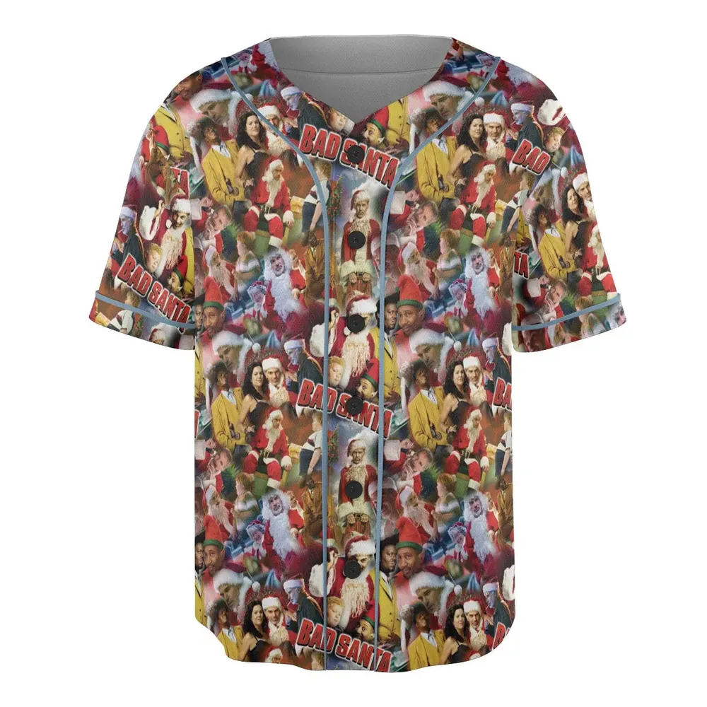 Bad Santa Pattern Unisex Baseball Jersey - 3