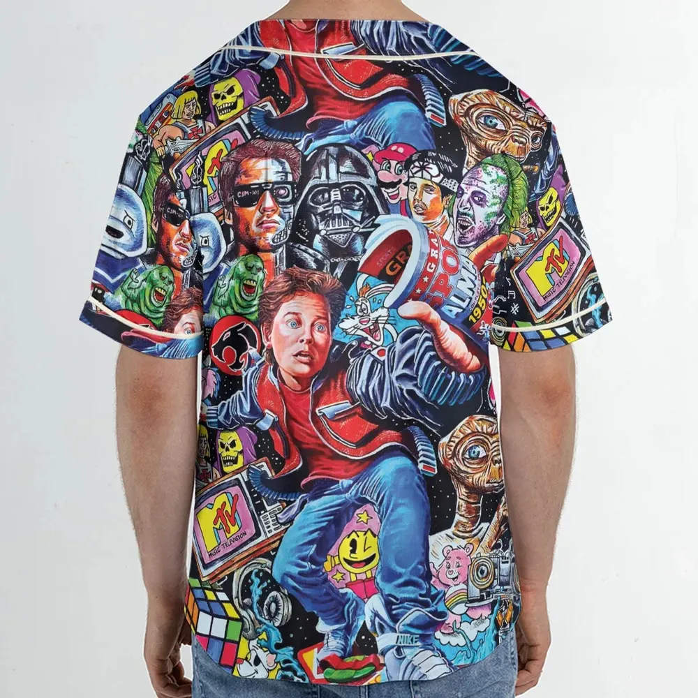 Back To The 80s Pop Culture 80s Movies Characters Unisex Baseball Jersey - 2