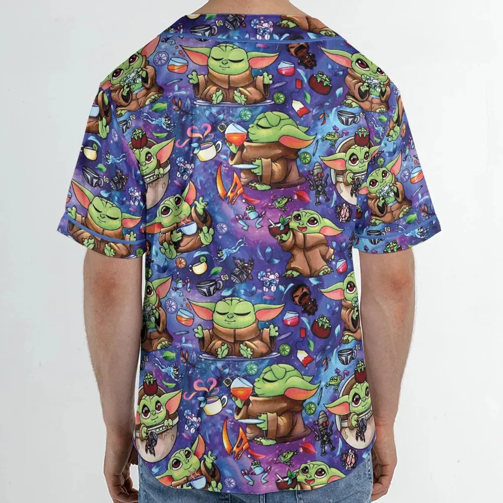 Baby Yoda In the Galaxy Unisex Baseball Jersey - 2