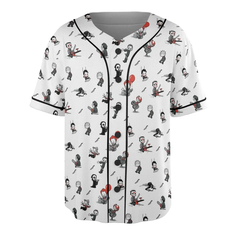 Baby Horror Characters Pattern Unisex Baseball Jersey - 3
