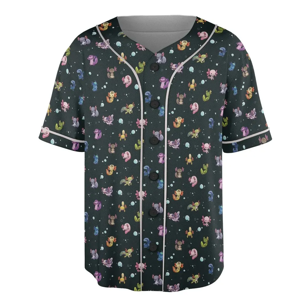 Axolotls Of The World Pattern Unisex Baseball Jersey - 3