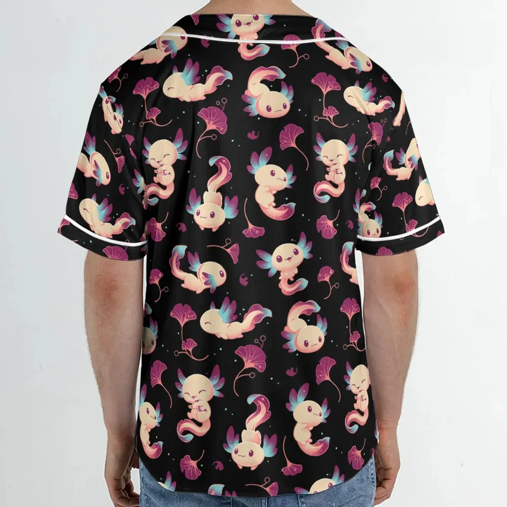 Axolotl Wonders Cute Salamanders Pattern Unisex Baseball Jersey - 2