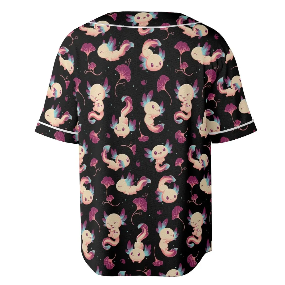 Axolotl Wonders Cute Salamanders Pattern Unisex Baseball Jersey - 4