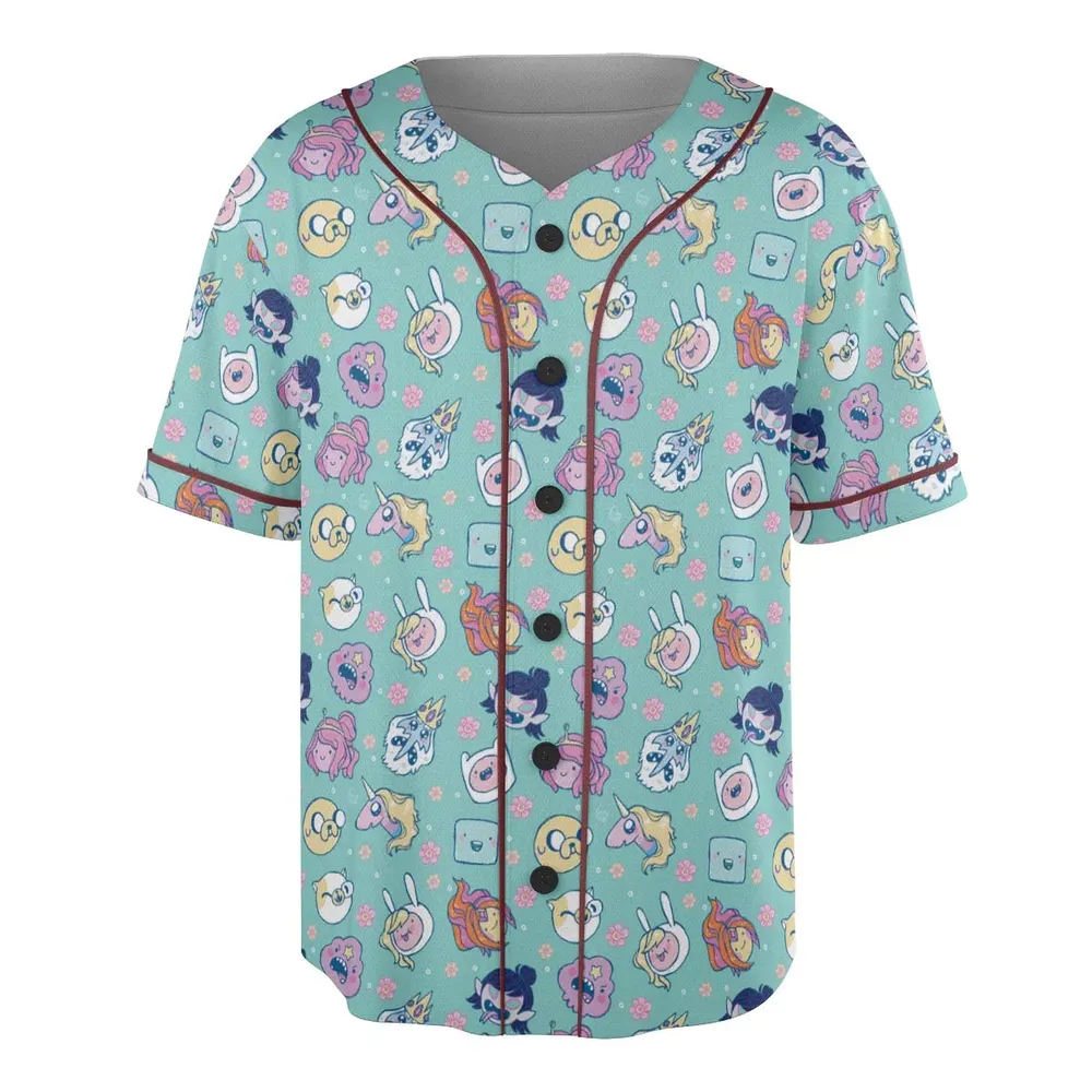 Adventure Time Floral Pattern Unisex Baseball Jersey - 3