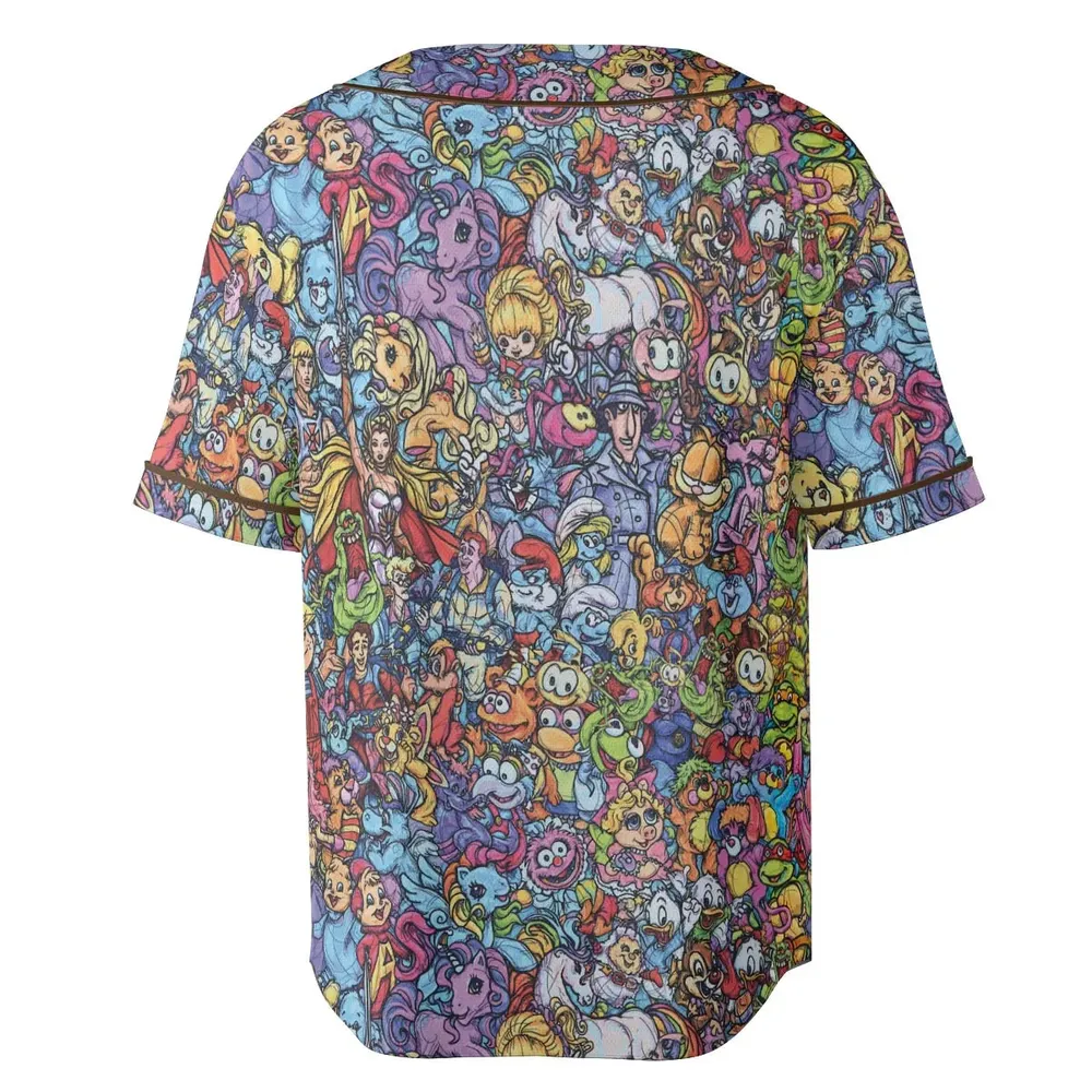 80s Throwback Cartoon Pattern Unisex Baseball Jersey - 4