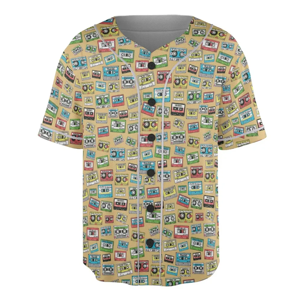80s Playlist Pattern Unisex Baseball Jersey - 3