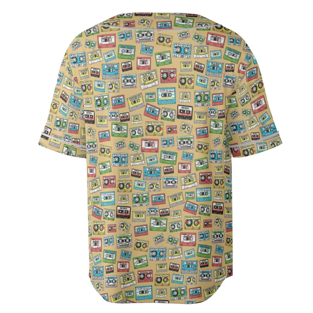 80s Playlist Pattern Unisex Baseball Jersey - 4