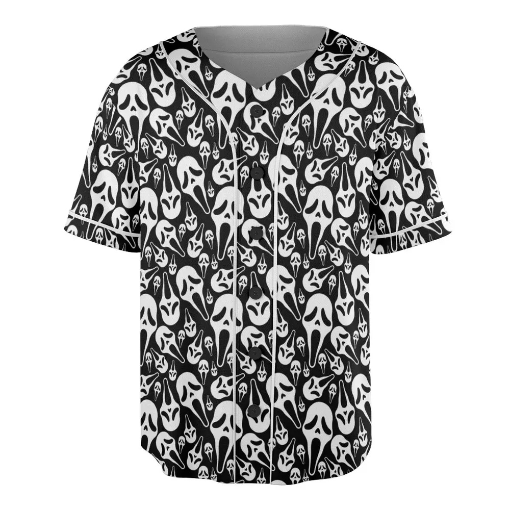 Ghostface Horror Movie Pattern Halloween Unisex Baseball Jersey - 3