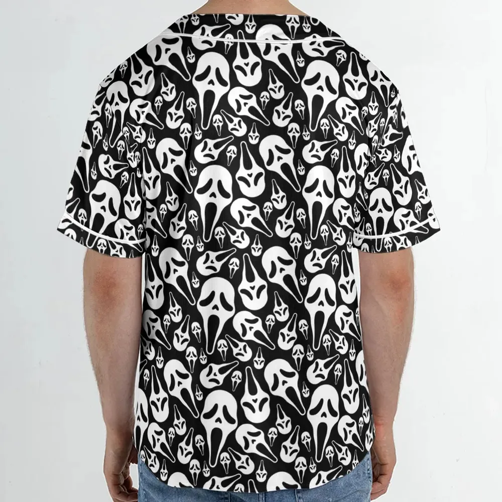 Ghostface Horror Movie Pattern Halloween Unisex Baseball Jersey - 2