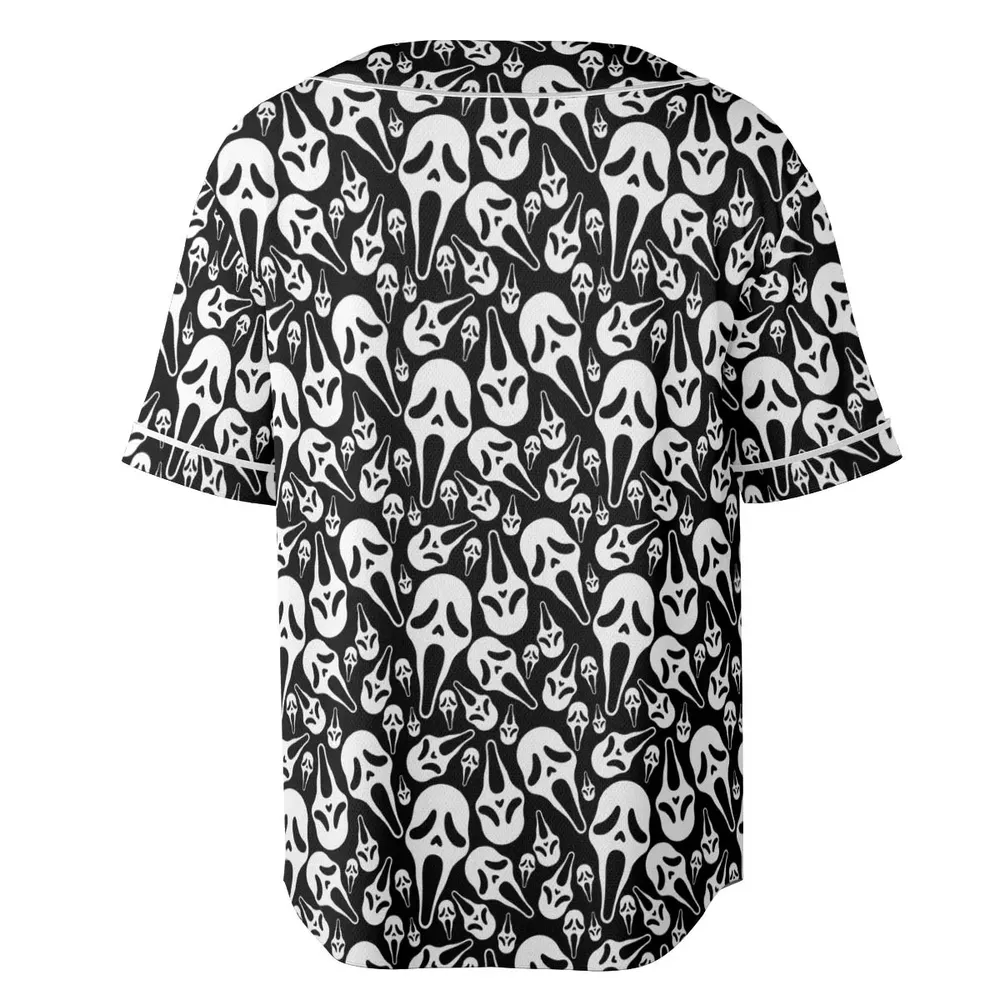 Ghostface Horror Movie Pattern Halloween Unisex Baseball Jersey - 4