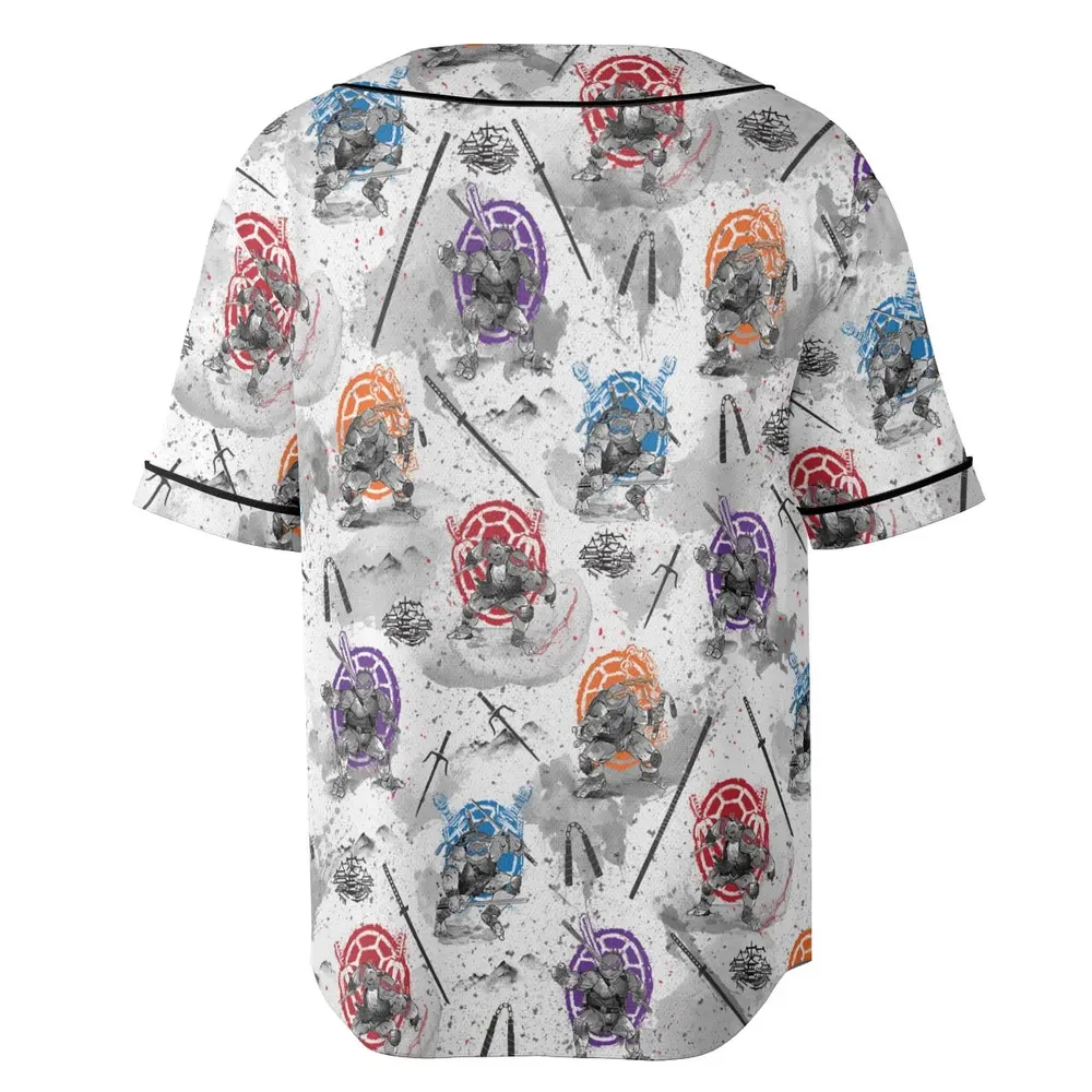 TMNT Characters Sumi-E Pattern Unisex Baseball Jersey - 4