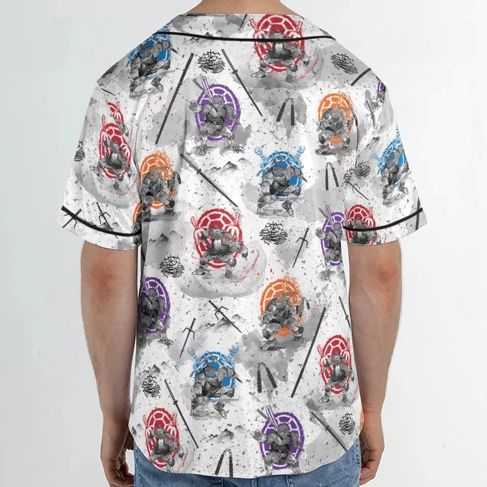 TMNT Characters Sumi-E Pattern Unisex Baseball Jersey - 2