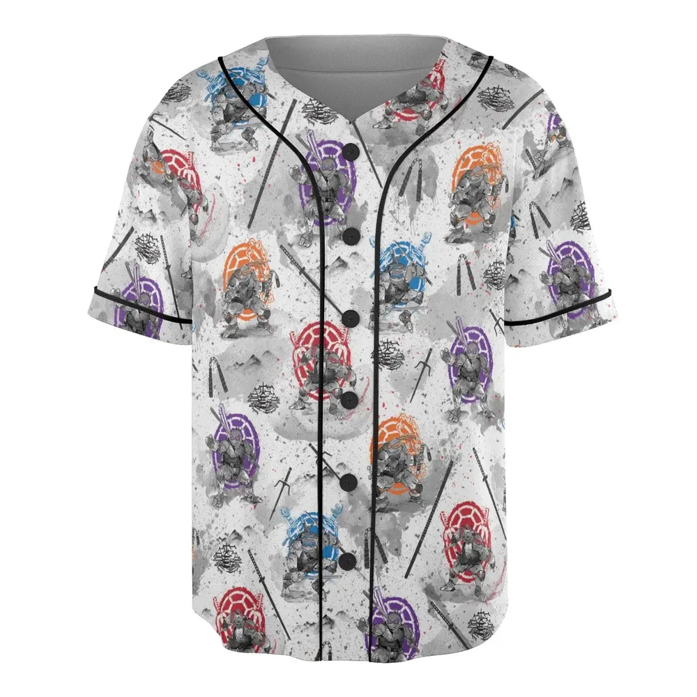 TMNT Characters Sumi-E Pattern Unisex Baseball Jersey - 3