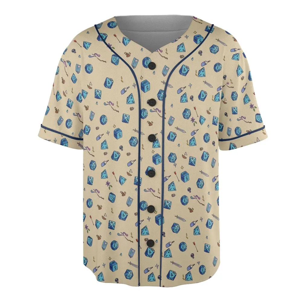 RPG DND Dices Pattern Unisex Baseball Jersey - 3