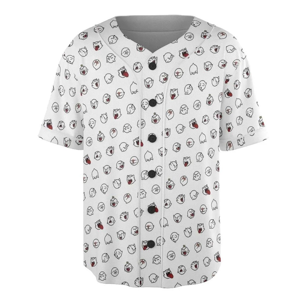 Super Mario Boo Pattern Unisex Baseball Jersey - 3